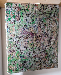 AFTER? JACKSON POLLOCK ALUMINUM DRIP PAINTING, PERFECT MARBELIZATION