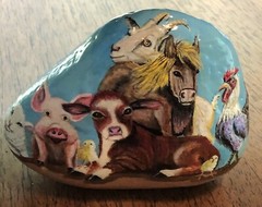 Hand Painted Art Rock Farm Animals By Anne Bodenburg