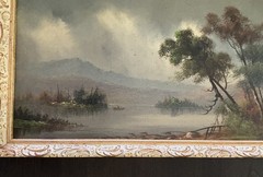 Antique William Merritt Post Original Oil Painting Signed W Post Landscape Board