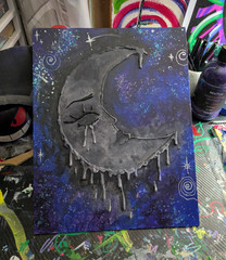 Abstract Moon, Painting, Whimsical Sparkly, And Textured