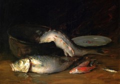 Oil painting still life Big-Copper-Kettle-and-Fish-William-Merritt-Chase canvas