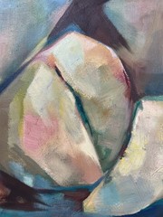 ZORA STEENSON CUBIST WINE FRUIT STILL LIFE ABSTRACT MID CENTURY MCM OIL PAINTING