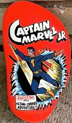 Captain Marvel Jr Hand Painted Art On A Rock! Elvis Favorite Comic Book 7×4.5×2