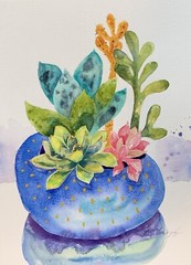 Succulents Original Watercolor Painting
