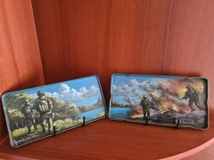Souvenir the art painting on the plates „Kontakt-1“ from Tank T-72 (2 plates)