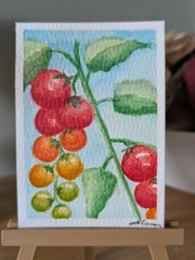 ACEO ATC original hand painted art card, watercolor wax sealed 300g cotton paper