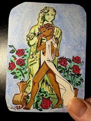 ACEO Original Pinup Greek Lady Statue Acrylic on Paper 2.5×3.5 by BrieMcDoodles