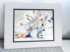Signed Original Watercolor Still Life Flowers Vase Modern Art Matt Juliet Smith
