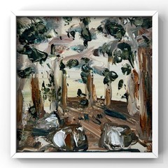 Abstract Expressionist Landscape Original Oil Painting Small Framed Original Art