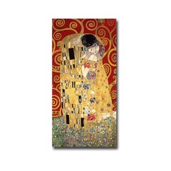 The Kiss (Red) by Klimt Gallery Wrapped Canvas Giclee Art (16 in x 8 in)