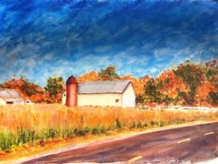 Farm, Barn, Country Road, 12×16 Inches, Landscape, Original Oil Painting