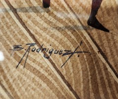 Amish Folk Art Watercolor Painting Created & Signed by the artist B. Rodriguez