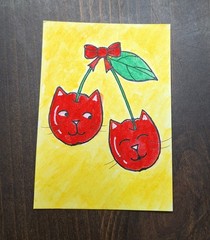 ACEO Original Kitty Cat Miniature Watercolor Painting by Sandrajean Smith