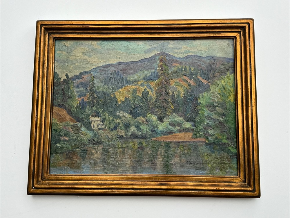 ANTIQUE AMERICAN IMPRESSIONIST PAINTING LANDSCAPE INDIANA CALIFORNIA KENNEDY