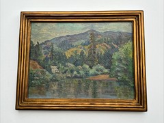 ANTIQUE AMERICAN IMPRESSIONIST PAINTING LANDSCAPE INDIANA CALIFORNIA KENNEDY