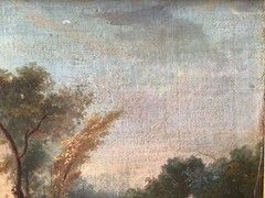 18th Century Romantic Gallant Scene Park Lovers in Garden Versailles Oil Canvas