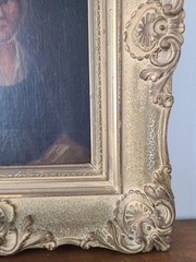 Pair of Primitive 19th Century Oil Painting Portraits Husband & Wife Portrait