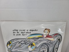 Original James Dean Porsche 550 Spyder Caricature Art numbered and signed!