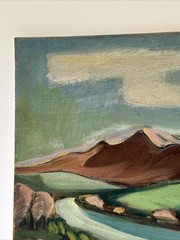 Antique Painting Expressionism Landscape American Regionalism Wpa Style NY Japan