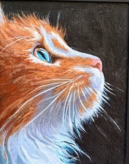 Original painting on board, ORANGE CAT, animal, 8″x 10″, signed
