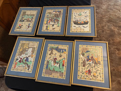 Antique Persian Middle Eastern Cloth Silk Art Polo Match Game Home Office Decor