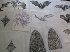 COLLECTION DRAWINGS COMIC ILLUSTRATION ANIMATION BAT CREATURE ARCHITECTURAL