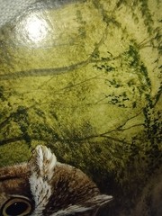 Vintage 1970s Joan Henley Original Owl Painting Woodland Rustic Art Americana