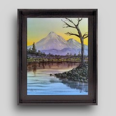JOHN ART STUDIO Shasta Dawn 14×11 Original Expressionism Art Collectable 0010