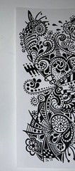 Original Ink Drawing Signed By Artist. Black & White, Modern Doodle Art. 9×5.5 “