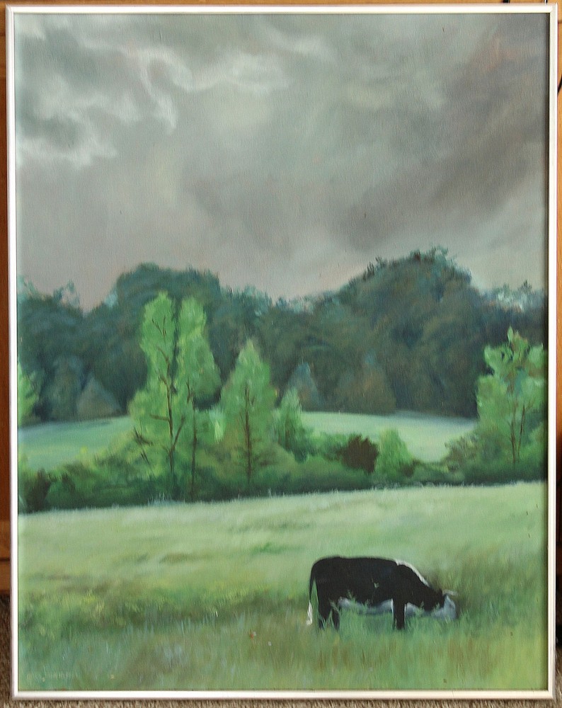Original Oil on Canvas Painting „Locust Farm“ by Ross 24 by 30″Framed