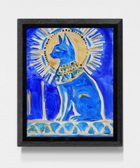 Original Expressionism Abstract Cat Gold 11×14 Acrylic Canvas Painting Signed