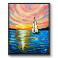 Original Vibrant 11×14 Seascape Acrylic Canvas Painting Signed Art Home Decor