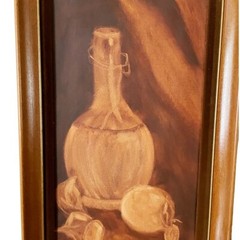 Vintage Original Still Life Oil Art Painting Framed Wine Fruit Signed Moody 23″