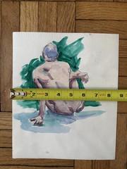 Vintage Watercolor Study Painting Portrait Of Man Peter Feldman 8.5x 10. Gay Int