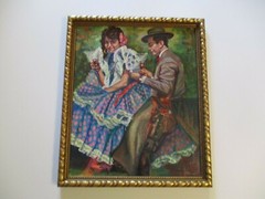 VINTAGE GORGEOUS PORTRAIT PAINTING MAN WOMAN PRETTY FEMALE MODEL MYSTERY ARTIST