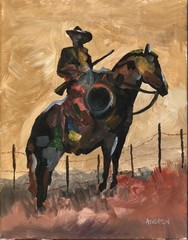 Atherton 11×14 Original Expressionism Acrylic Painting „Desert Cowboy“ signed