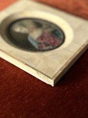 Antique 19th C Hand Painted French Portrait of a Lady Boucher MOP Frame