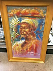 african American artist oil painting Signed Bernard Mensah 2000