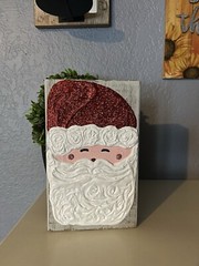 Santa Claus Texture Art Wood Block Art Decor Homemade Christmas Decor New