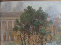 Antique 1931 Italian Impressionist Bianchini Fall Landscape O/B Painting