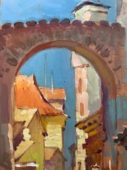 Oil Painting Old Street Of The City Y. Suprunchuk Original Landscape nAAA4178
