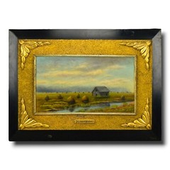 Antique Oil on Board Painting by G.H. Randall of Salisbury Marshes