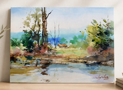 Jay Jack Jung (b. 1955) Original Landscape Watercolor Painting | Signed OOAK