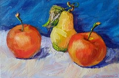 Pear Impasto Painting Original Art Impression Oil Painting 7.8 x 11.8 in