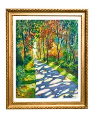 Fall Foliage Painting Original Autumn Landscape Fall Decor 8 x 10in.