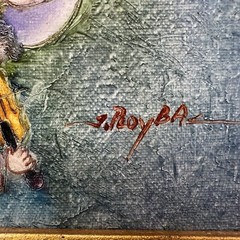 Joyce Roybal Painting Signed Original Musicians Hot Air Balloon Framed 10” x 8”