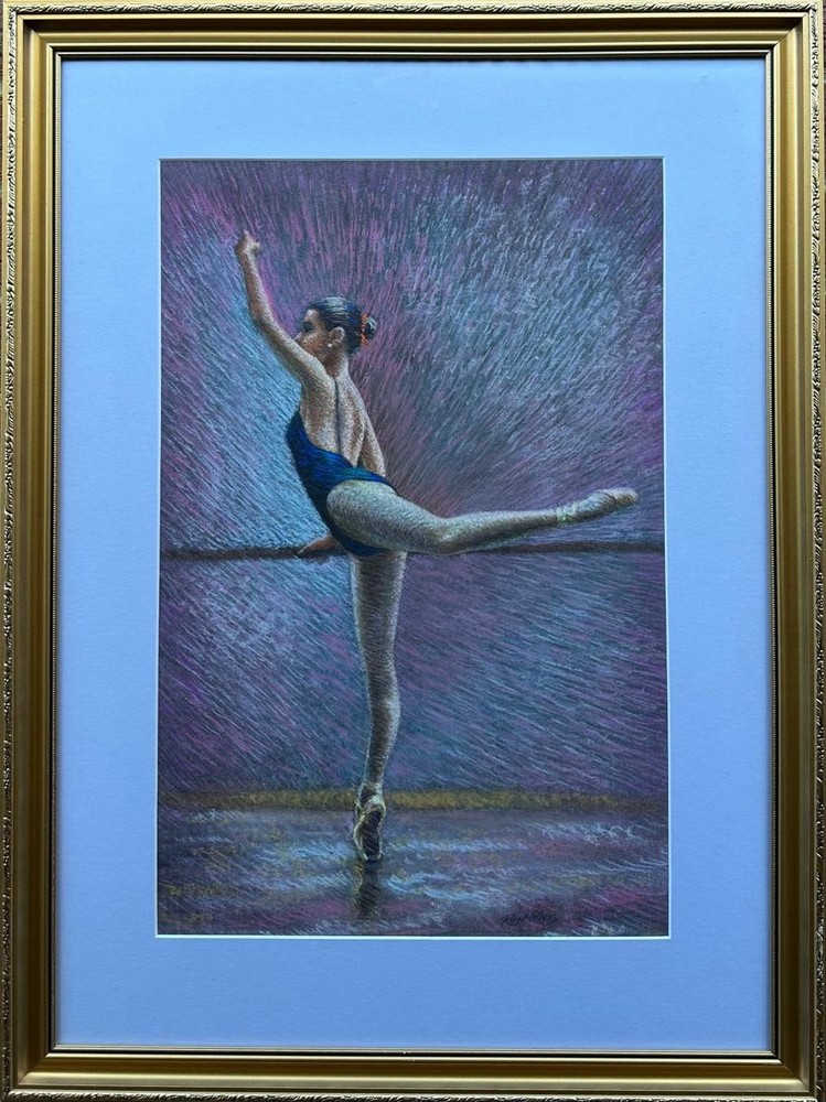 Roy Miller (b.1938) :At the Barre,Signed ,Original Pastel Ballet Painting