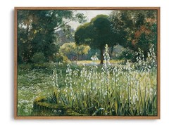 12x16in Hyacinth Garden Landscape Framed Wall Art Rustic Farmhouse Canvas Print