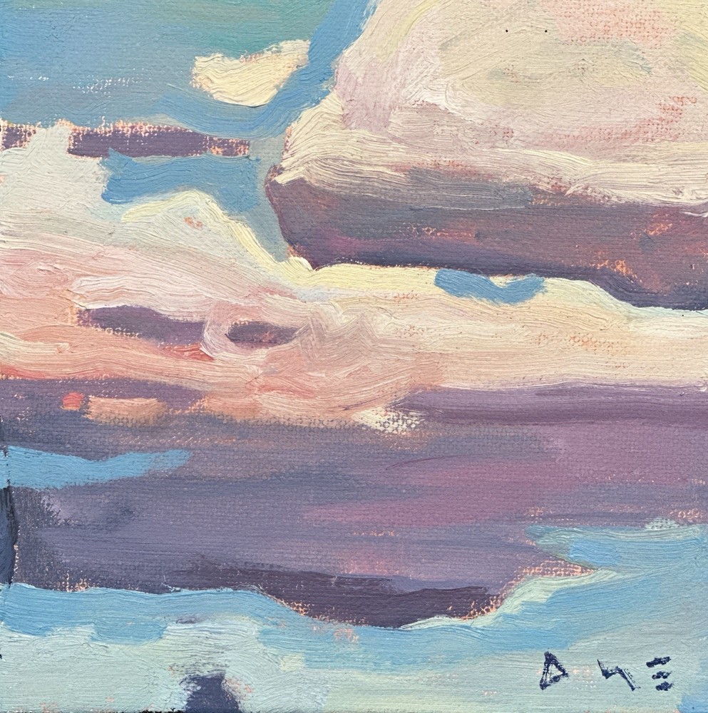 Original Painting Clouds Sky Impressionism Signed 6×6 Art