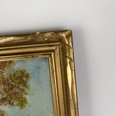 Vintage Oil Painting Artist Santos Vieira Lake With Trees 14” By 17” Framed